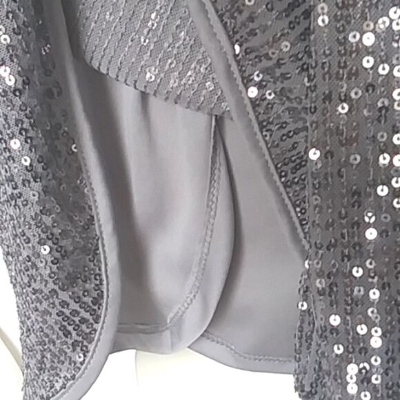 Silver Sequins Mock Wrap Mini Dress Cocktail Long Sleeve New with Tags size S - Picture 6 of 12